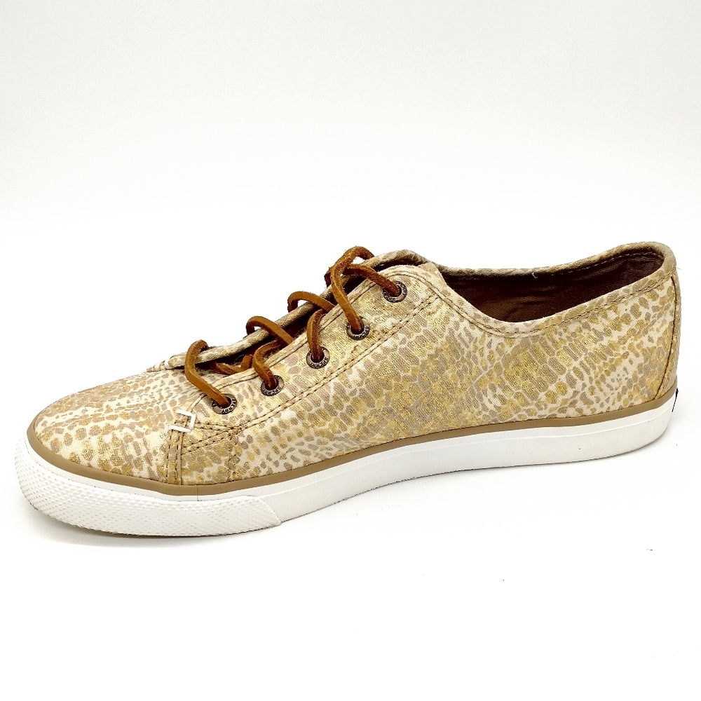 Sperry Seacoast Python Print Sneakers Gold 9 - image 4